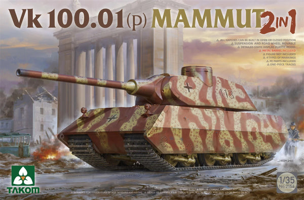 Takom 2156 German VK 100.01(p) Mammut 2 in 1 1/35 Model Kit - A-Z Toy Hobby