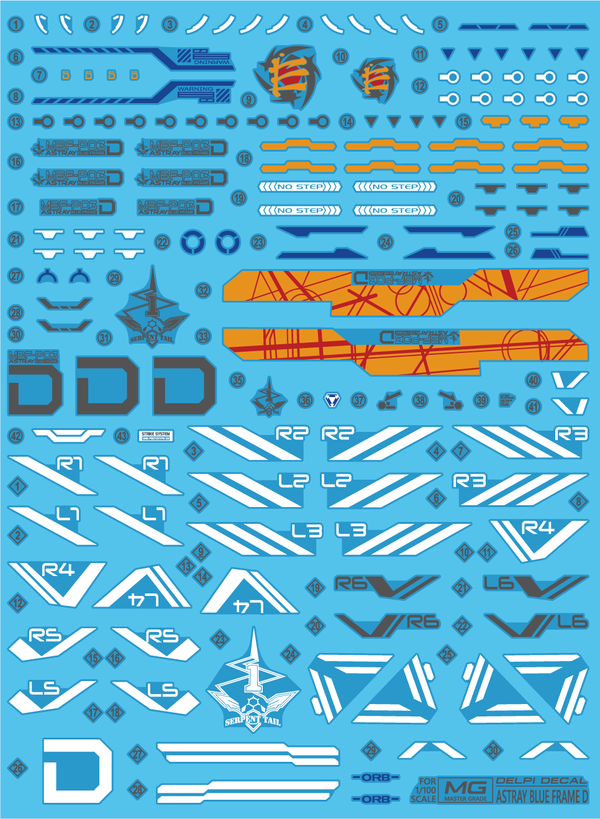 Delpi Water Decal For MG Astray Blue Frame D