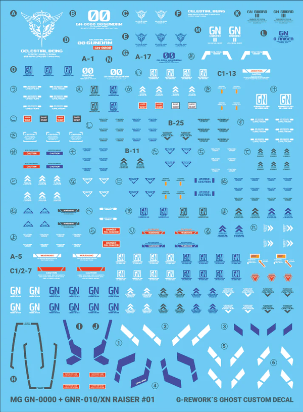 G-Rework Water Decal For MG 00 XN Raiser - A-Z Toy Hobby