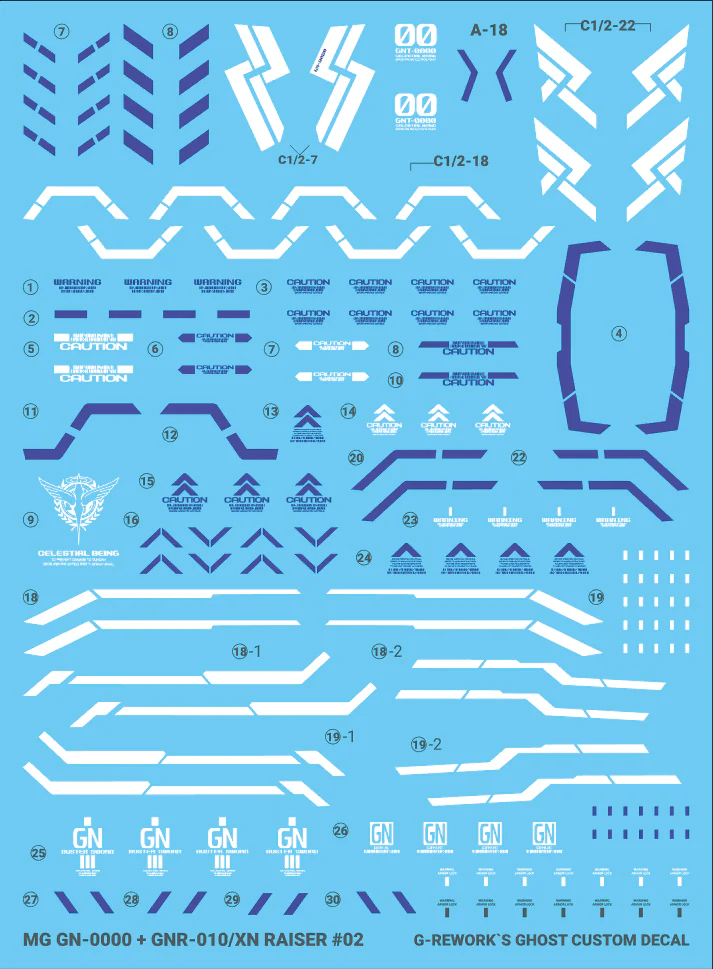 G-Rework Water Decal For MG 00 XN Raiser - A-Z Toy Hobby