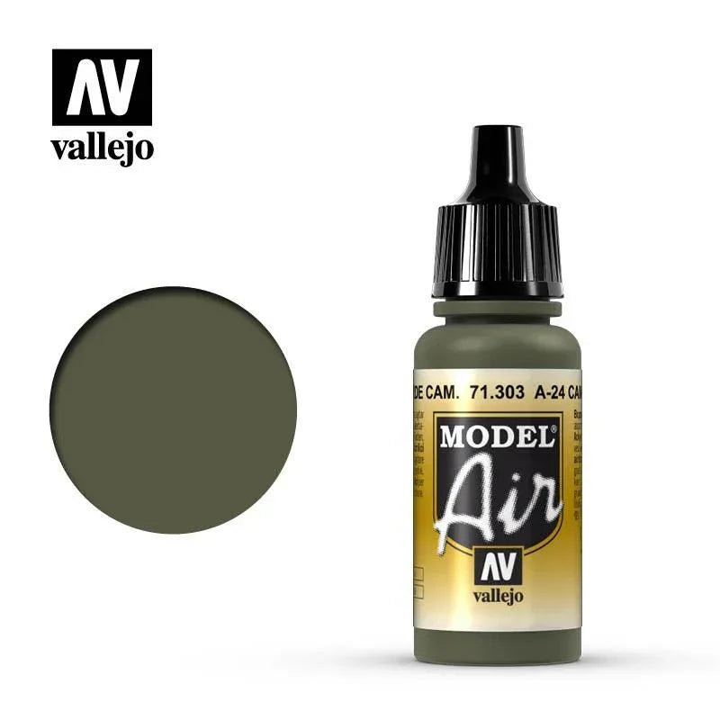 Vallejo 71303 Model Air A-24M Camouflage Green Acrylic Paint 17ml - A-Z Toy Hobby