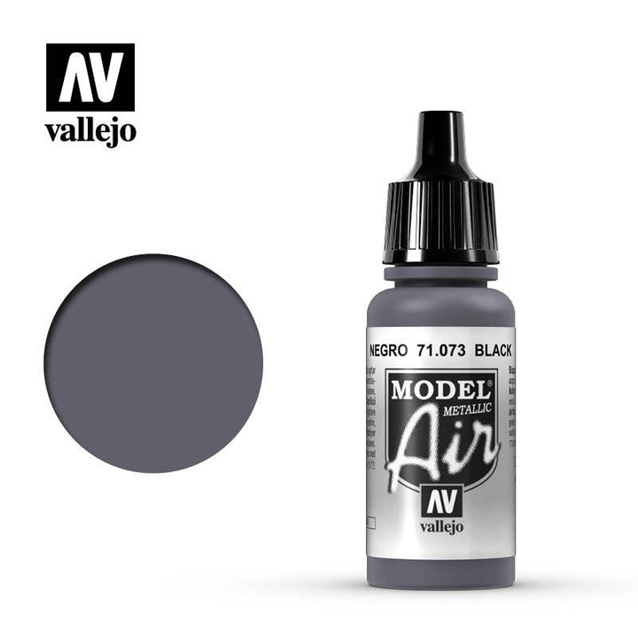 Vallejo 71073 Model Air Black (Metallic) Acrylic Paint 17ml - A-Z Toy Hobby