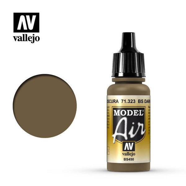 Vallejo 71323 Model Air BS Dark Earth Acrylic Paint 17ml - A-Z Toy Hobby