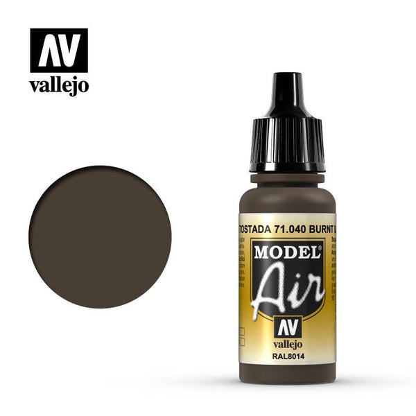 Vallejo 71040 Model Air Burnt Umber Acrylic Paint 17ml - A-Z Toy Hobby