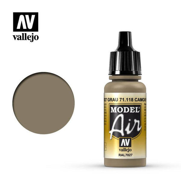 Vallejo 71118 Model Air Camouflage Gray Acrylic Paint 17ml - A-Z Toy Hobby