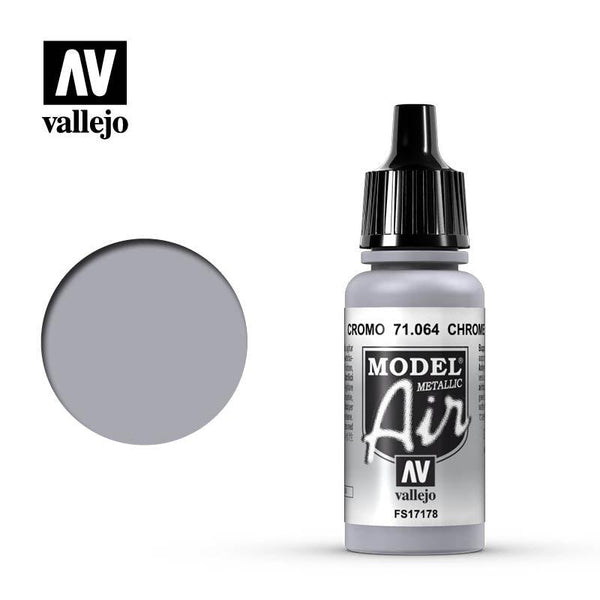 Vallejo 71064 Model Air Chrome (Metallic) Acrylic Paint 17ml - A-Z Toy Hobby