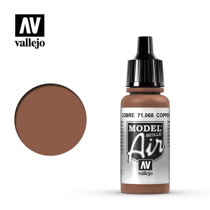 Vallejo 71068 Model Air Copper (Metallic) Acrylic Paint 17ml - A-Z Toy Hobby