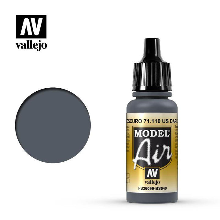 Vallejo 71110 Model Air Dark Gray Acrylic Paint 17ml - A-Z Toy Hobby