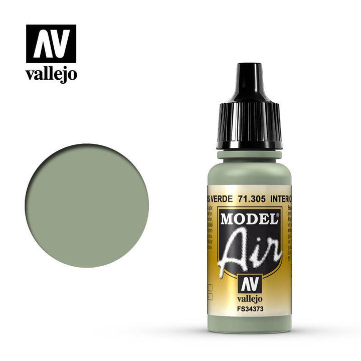 Vallejo 71305 Model Air Interior Grey Green Acrylic Paint 17ml - A-Z Toy Hobby