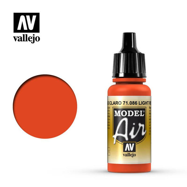 Vallejo 71086 Model Air Light Red Acrylic Paint 17ml - A-Z Toy Hobby