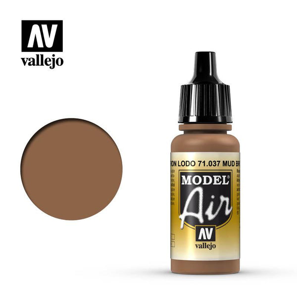 Vallejo 71037 Model Air Mud Brown Acrylic Paint 17ml - A-Z Toy Hobby
