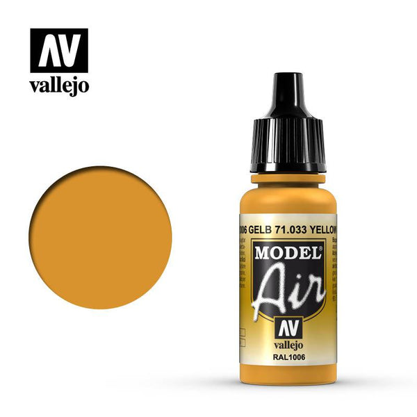 Vallejo 71033 Model Air Yellow Ochre Acrylic Paint 17ml - A-Z Toy Hobby