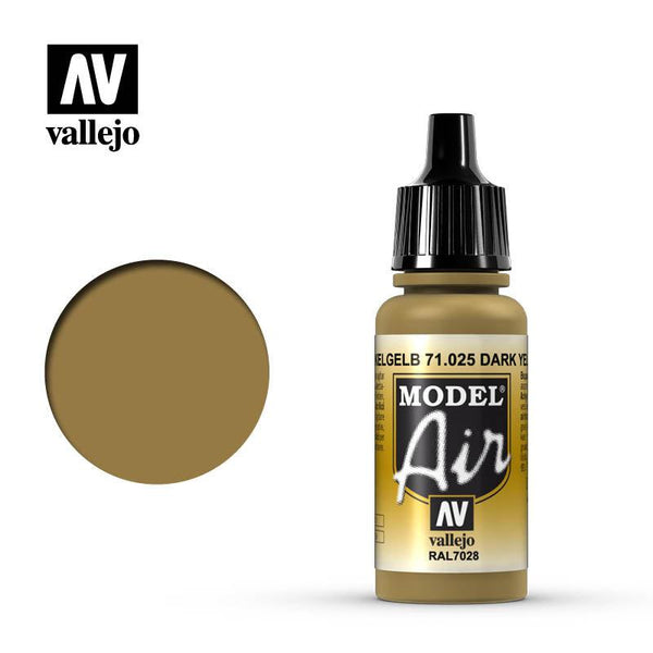 Vallejo 71025 Model Air Dark Yellow Acrylic Paint 17ml - A-Z Toy Hobby
