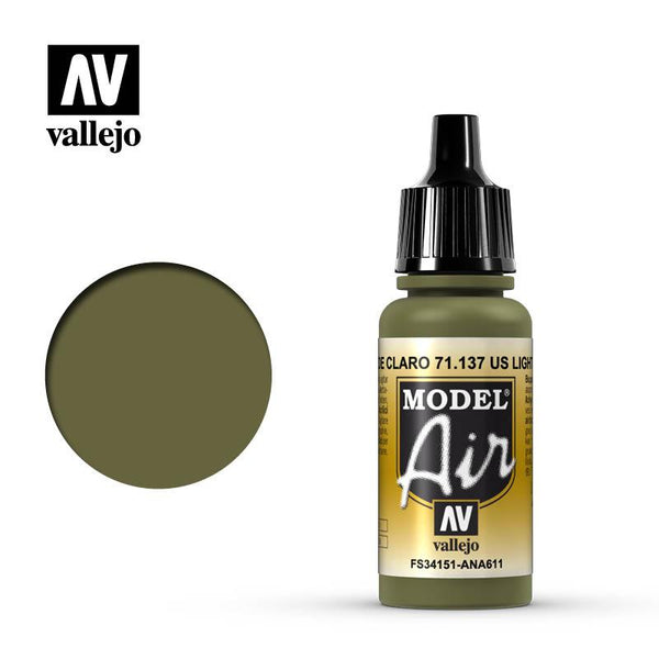 Vallejo 71137 Model Air US Light Green Acrylic Paint 17ml - A-Z Toy Hobby