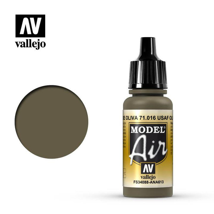 Vallejo 71016 Model Air USAF Olive Drab RLM71 Acrylic Paint 17ml - A-Z Toy Hobby