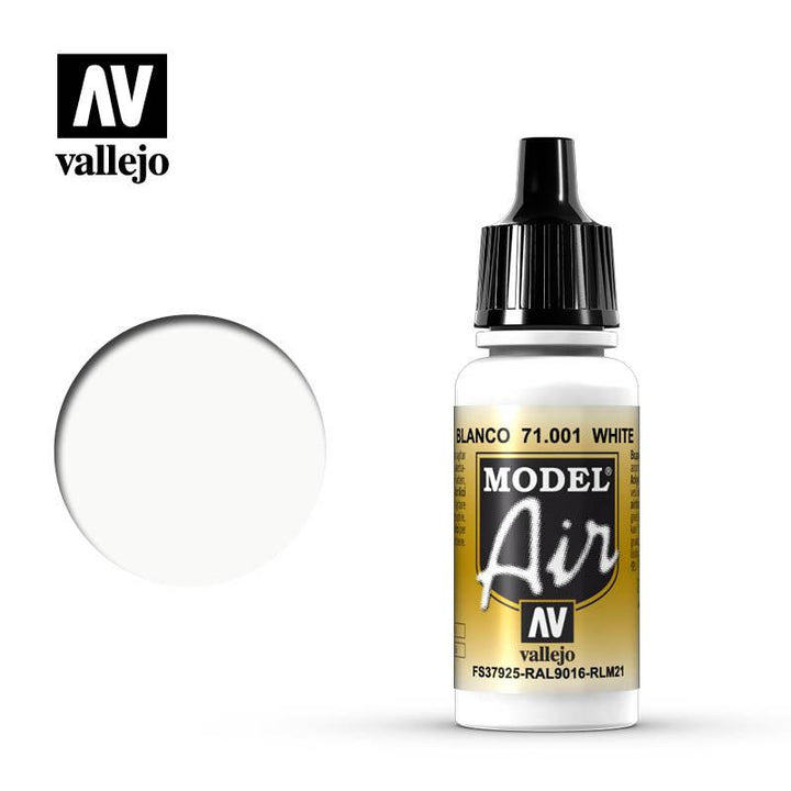 Vallejo 71001 Model Air White Acrylic Paint 17ml - A-Z Toy Hobby