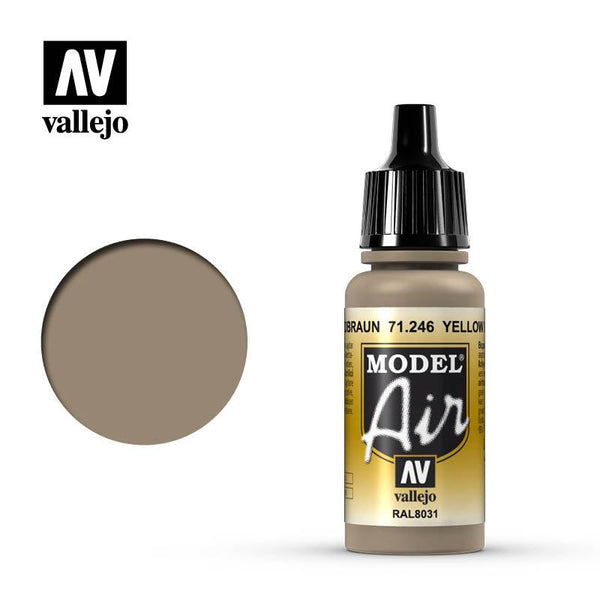 Vallejo 71246 Model Air Yellow Brown Acrylic Paint 17ml - A-Z Toy Hobby