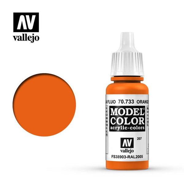 Vallejo 70733 Model Color 207 Fluorescent Orange Acrylic Paint 17ml - A-Z Toy Hobby