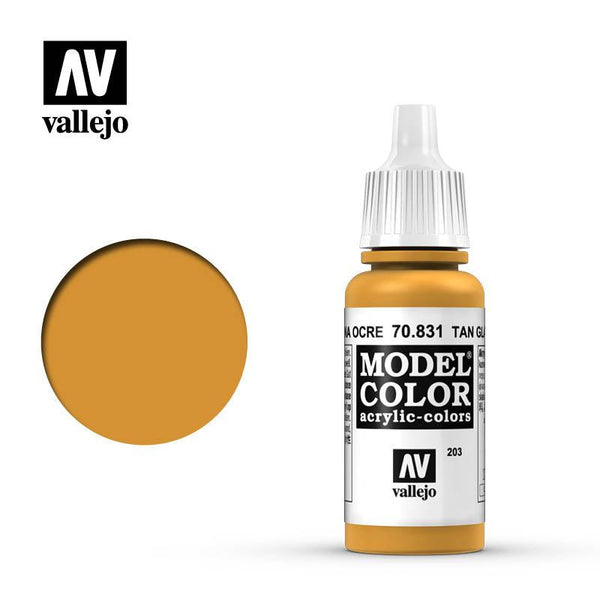 Vallejo 70831 Model Color 203 Tan Glaze Acrylic Paint 17ml - A-Z Toy Hobby