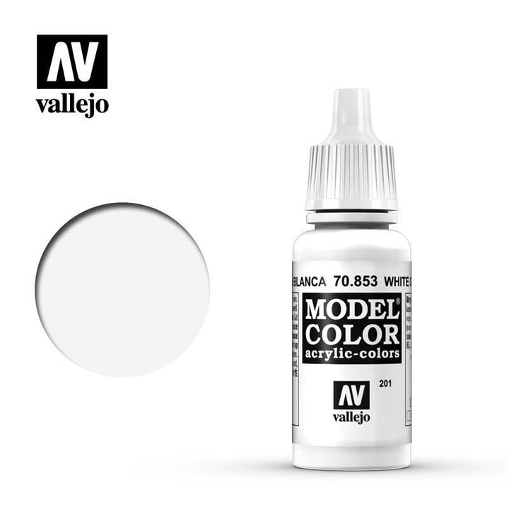 Vallejo 70853 Model Color 201 White Glaze Acrylic Paint 17ml - A-Z Toy Hobby