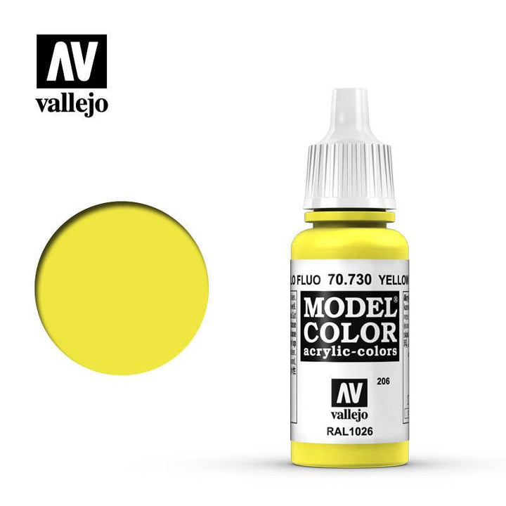 Vallejo 70730 Model Color 206 Fluorescent Yellow Acrylic Paint 17ml - A-Z Toy Hobby