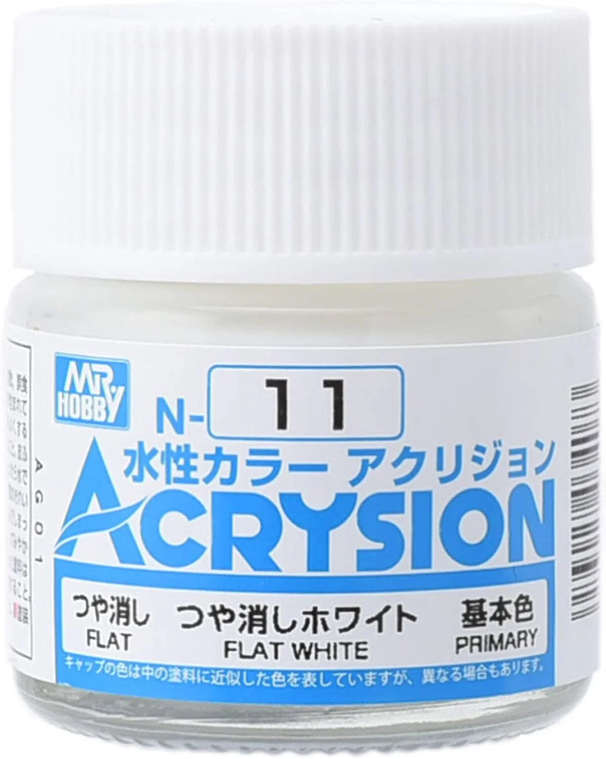 Mr. Hobby N11 Acrysion Flat White Paint 10ml - A-Z Toy Hobby