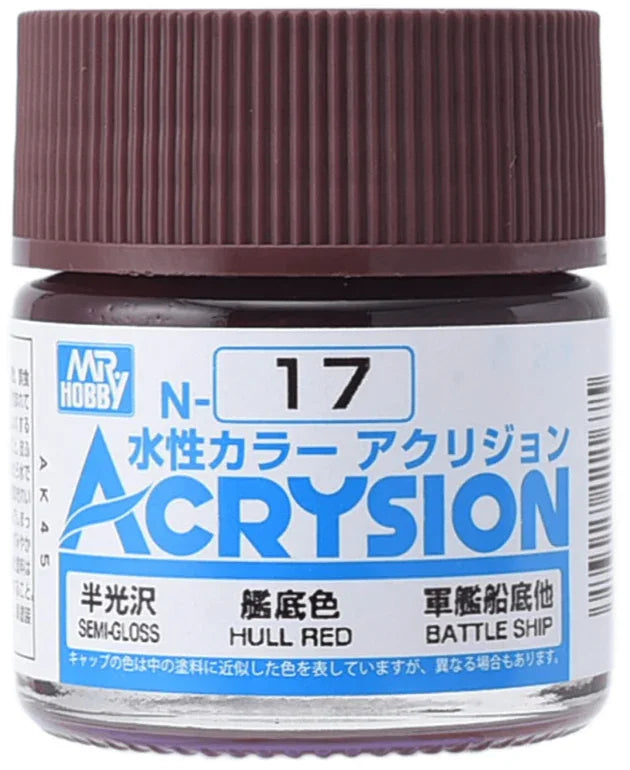 Mr. Hobby N17 Acrysion Hull Red Paint 10ml - A-Z Toy Hobby