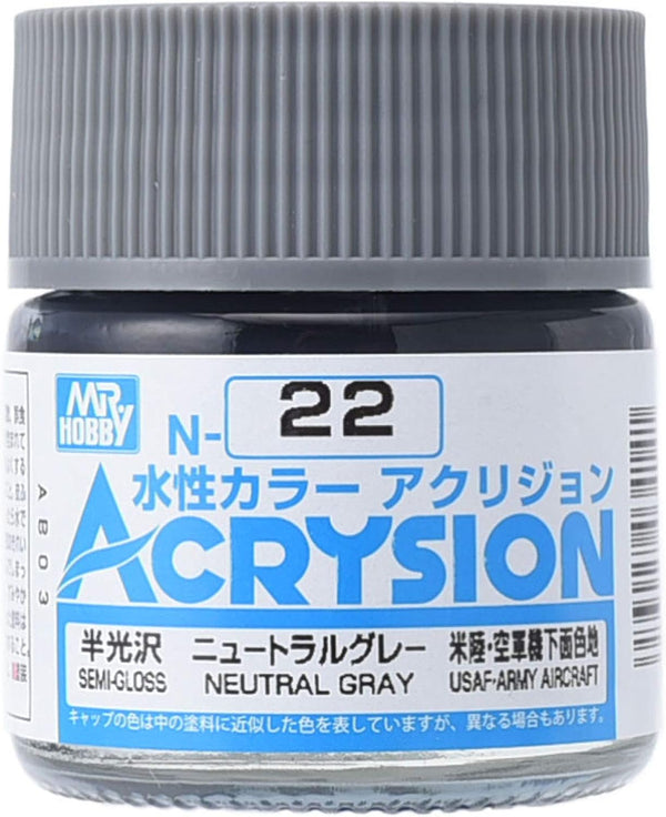 Mr. Hobby N22 Acrysion Neutral Gray Paint 10ml