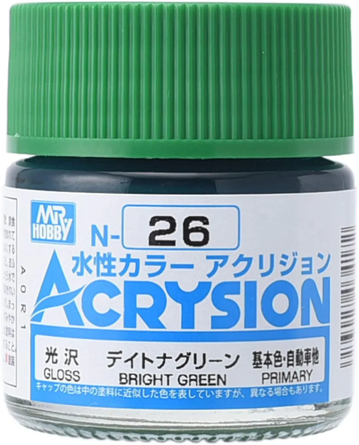 Mr. Hobby N26 Acrysion Bright Green Paint 10ml - A-Z Toy Hobby