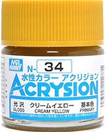 Mr. Hobby N34 Acrysion Cream Yellow Paint 10ml - A-Z Toy Hobby