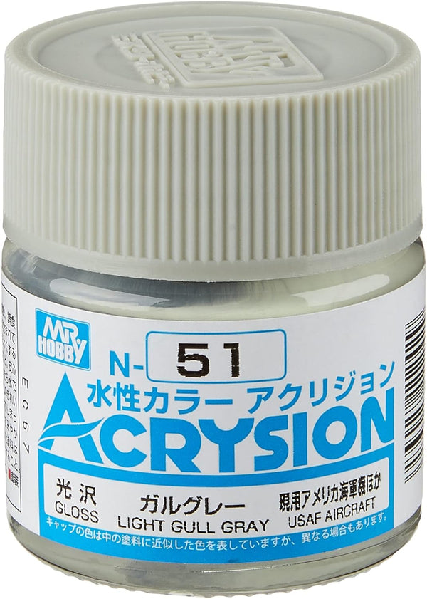 Mr. Hobby N51 Acrysion Light Gull Gray Paint 10ml