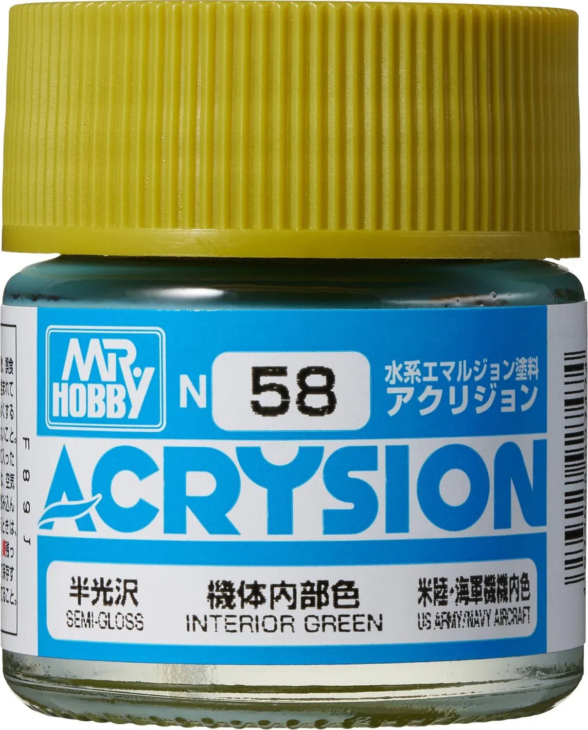 Mr. Hobby N58 Acrysion Interior Green Paint 10ml - A-Z Toy Hobby