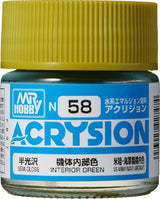 Mr. Hobby N58 Acrysion Interior Green Paint 10ml - A-Z Toy Hobby