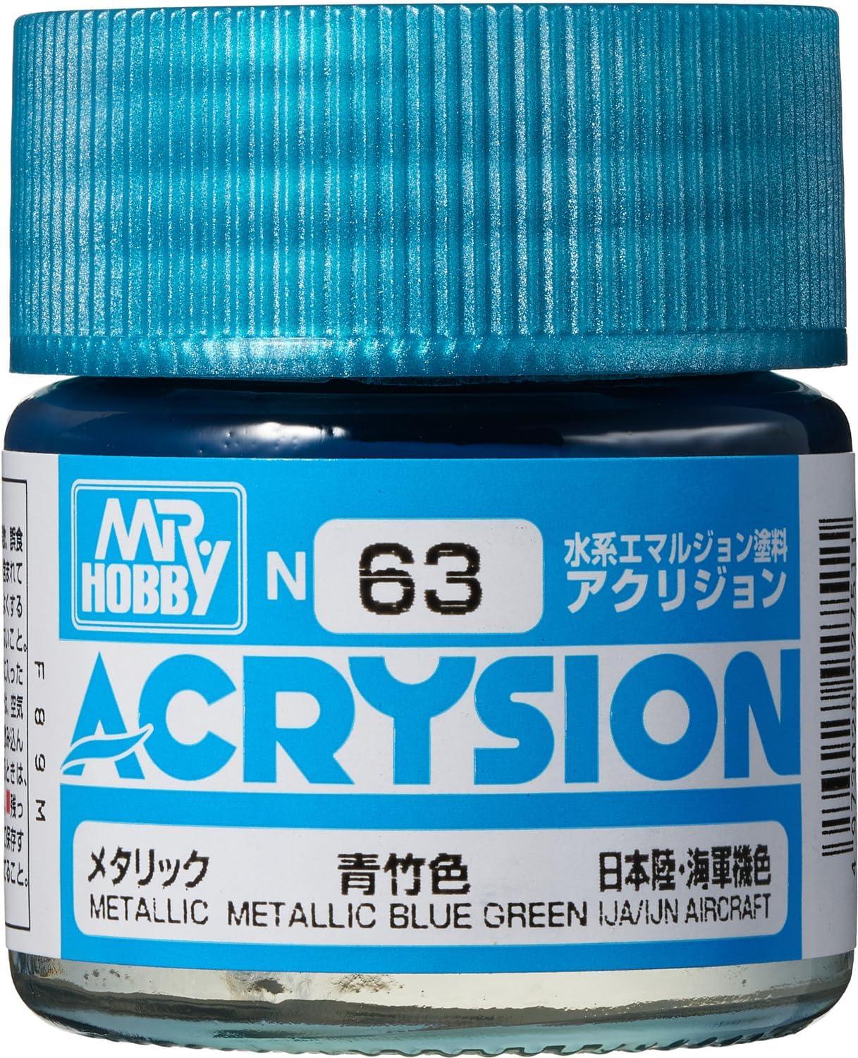 Mr. Hobby N63 Acrysion Metallic Blue Green Paint 10ml - A-Z Toy Hobby