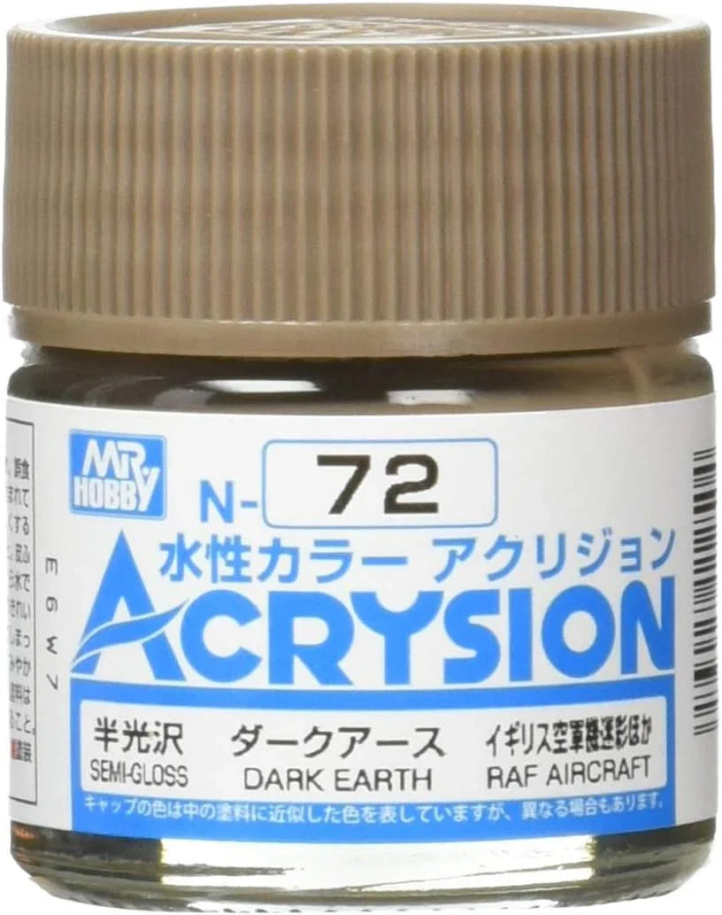 Mr. Hobby N72 Acrysion Dark Earth Paint 10ml - A-Z Toy Hobby