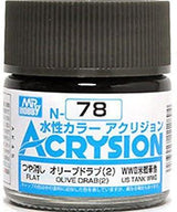 Mr. Hobby N78 Acrysion Olive Drab Paint 10ml - A-Z Toy Hobby