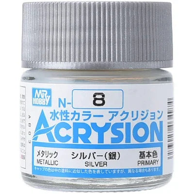 Mr. Hobby N8 Acrysion Silver Paint 10ml - A-Z Toy Hobby