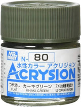 Mr. Hobby N80 Acrysion Khaki Green Paint 10ml - A-Z Toy Hobby
