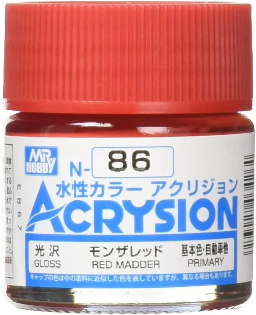 Mr. Hobby N86 Acrysion Red Madder Paint 10ml - A-Z Toy Hobby