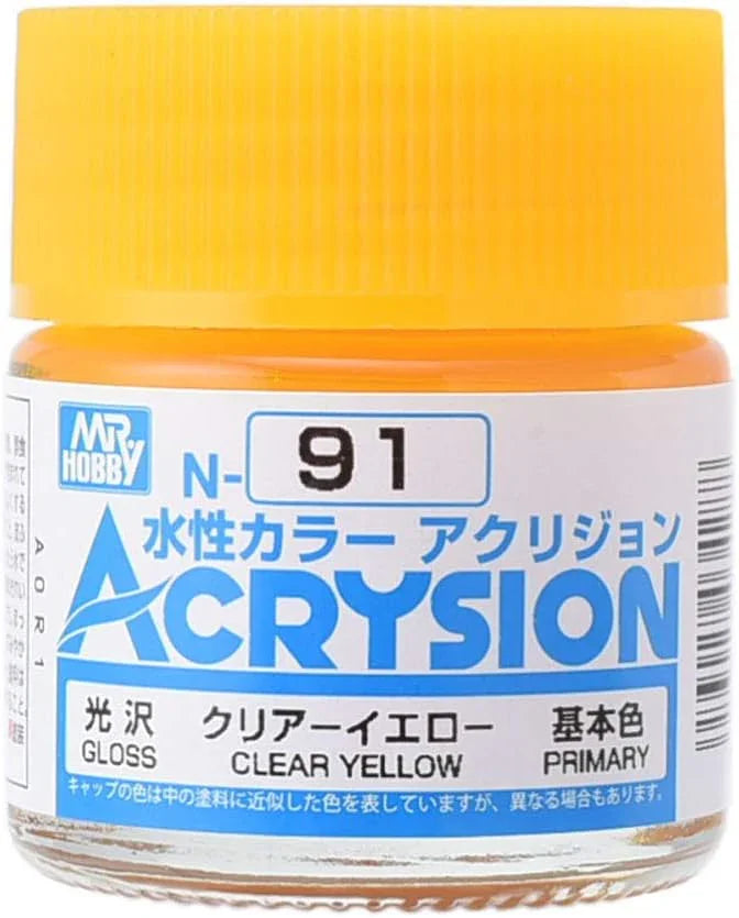 Mr. Hobby N91 Acrysion Clear Yellow Paint 10ml - A-Z Toy Hobby