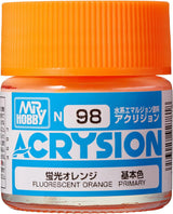 Mr. Hobby N98 Acrysion Fluorescent Orange Paint 10ml - A-Z Toy Hobby
