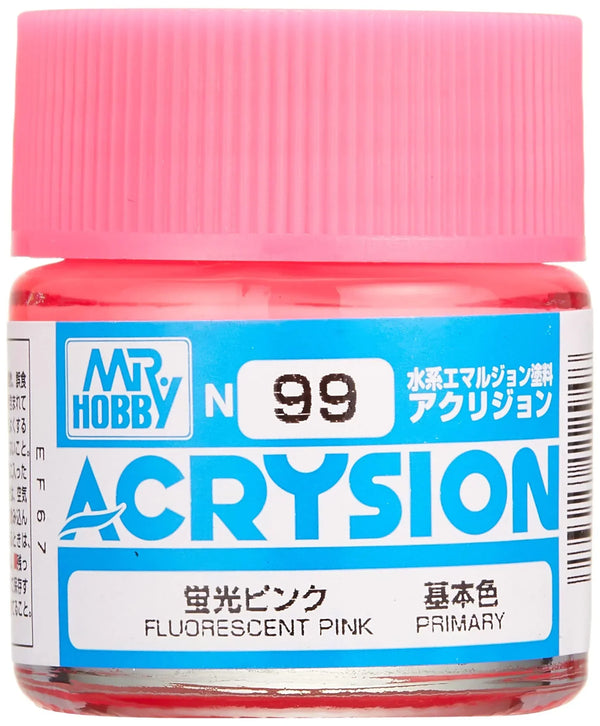 N99 Color Code Mr. Hobby N99 Acrysion Fluorescent Pink Paint 10ml - A-Z Toy Hobby