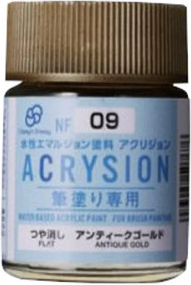 Mr. Hobby NF09 Acrysion Classy 'N Dressy Antique Gold Paint 18ml - A-Z Toy Hobby