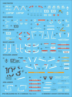 G-Rework Water Decal For PG Unleashed RX-78-2 G3 Ver. - A-Z Toy Hobby