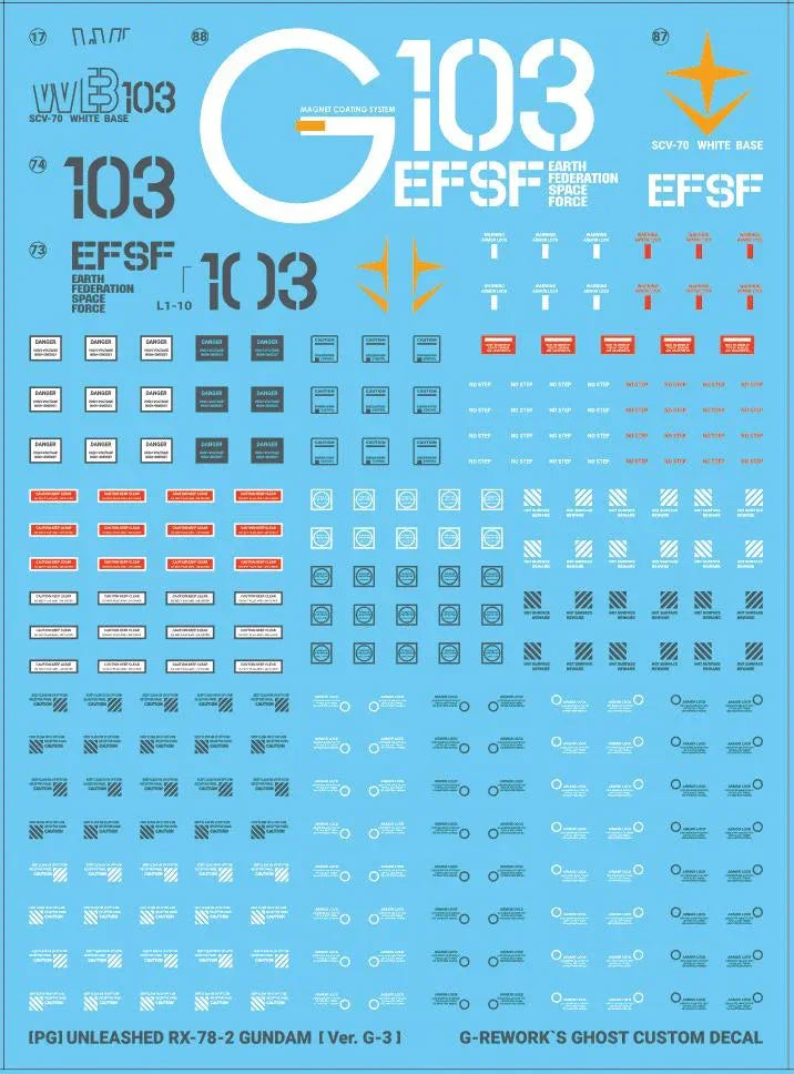 G-Rework Water Decal For PG Unleashed RX-78-2 G3 Ver. - A-Z Toy Hobby