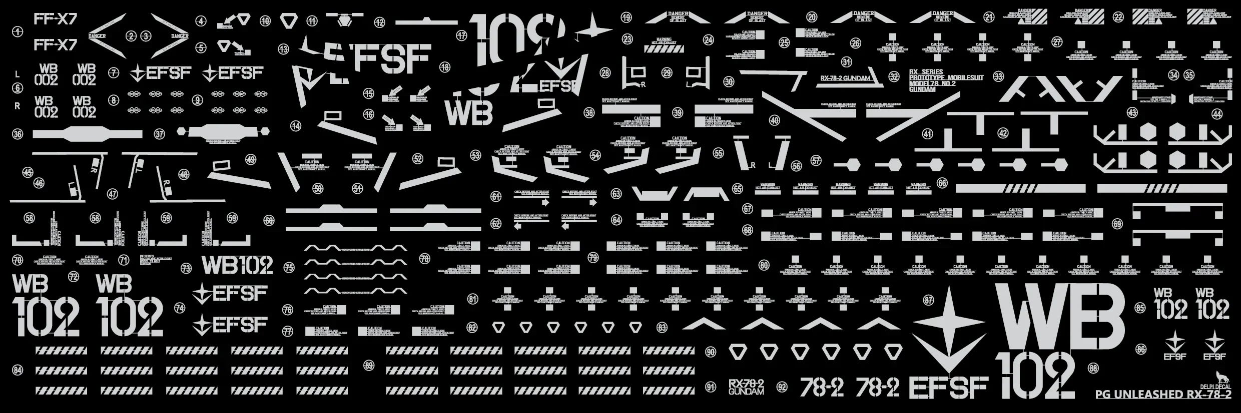 Delpi Silver Metal Sticker For PG Unleashed RX-78-2 - A-Z Toy Hobby