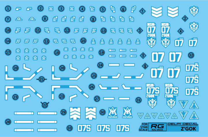Delpi Water Decal For RG Z'Gok - A-Z Toy Hobby