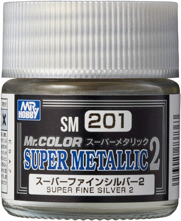 Mr. Hobby SM201 Mr. Color Super Metallic Fine Silver 2 Lacquer Paint 10ml - A-Z Toy Hobby