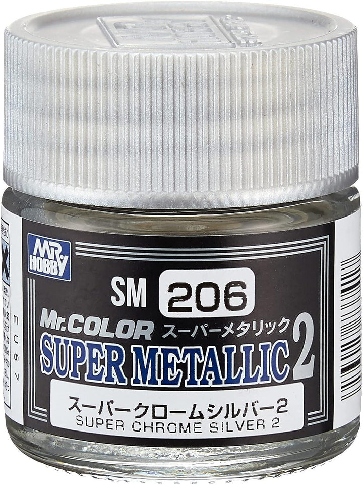 Mr. Hobby SM206 Mr. Color Super Metallic Chrome Silver 2 Lacquer Paint 10ml - A-Z Toy Hobby