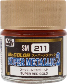 Mr. Hobby SM211 Mr. Color Super Metallic 2 Super Red Gold Lacquer Paint 10ml - A-Z Toy Hobby